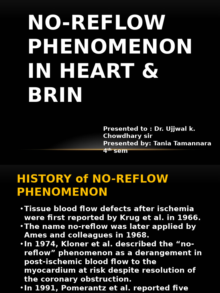 No-Reflow Phenomenon in Heart & Brain | PDF | Ischemia | Inflammation