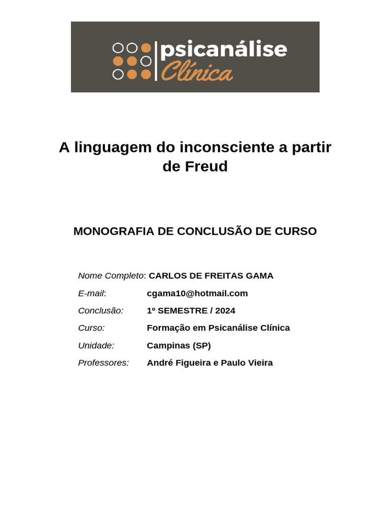 A Linguagem do Inconsciente em Freud | PDF | Sigmund Freud | Psicanálise