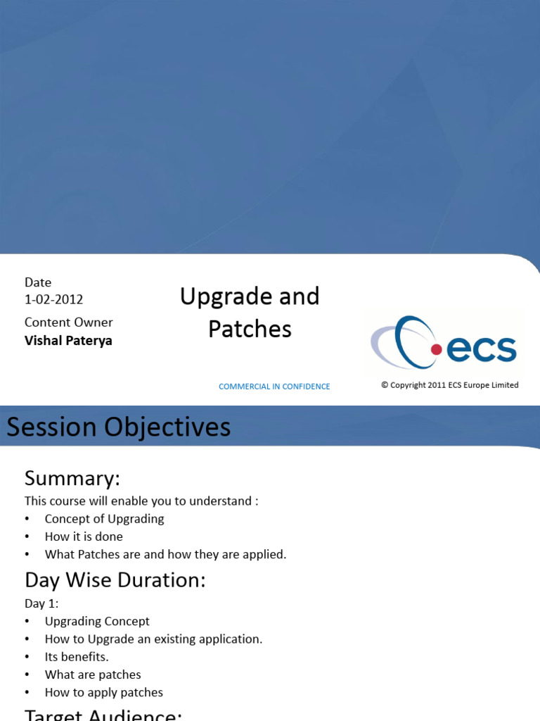 Upgrading Applications and Patches Guide | PDF | Software | Computing