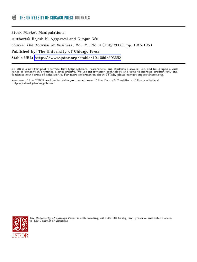 Stock Market Manipulations | PDF | Stocks | Economic Equilibrium