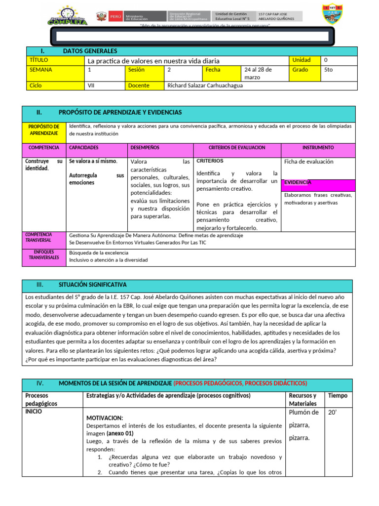 Práctica de Valores en la Educación | PDF | Maestros | Enseñando