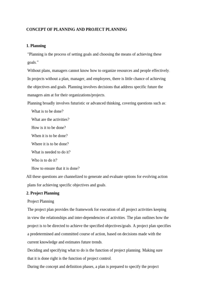 Project Planning Concepts and Strategies | PDF | Swot Analysis | Goal