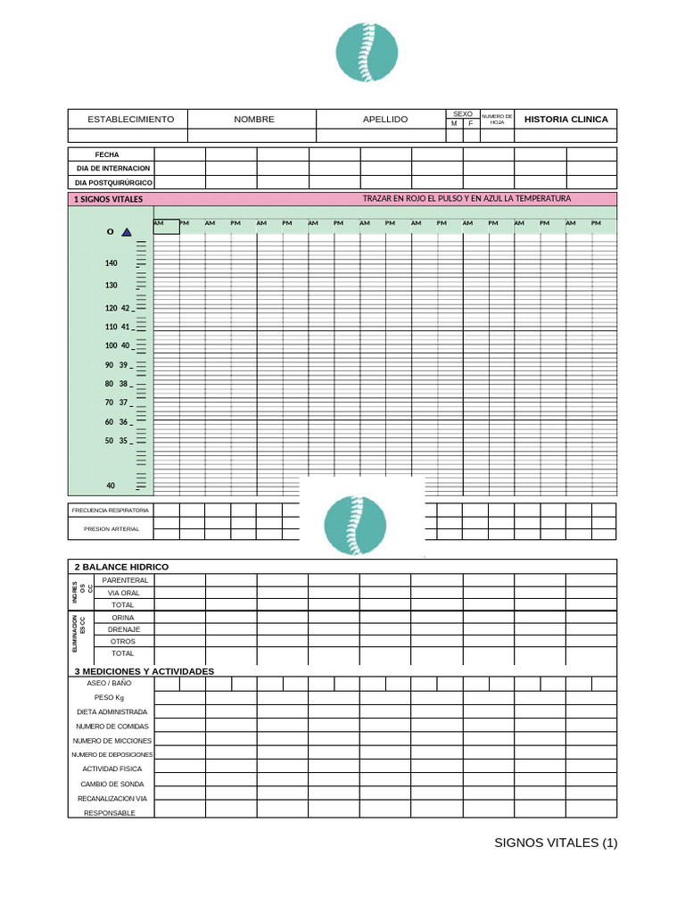 Formato de Signos Vitales para Imprimir | PDF | Medicina ...