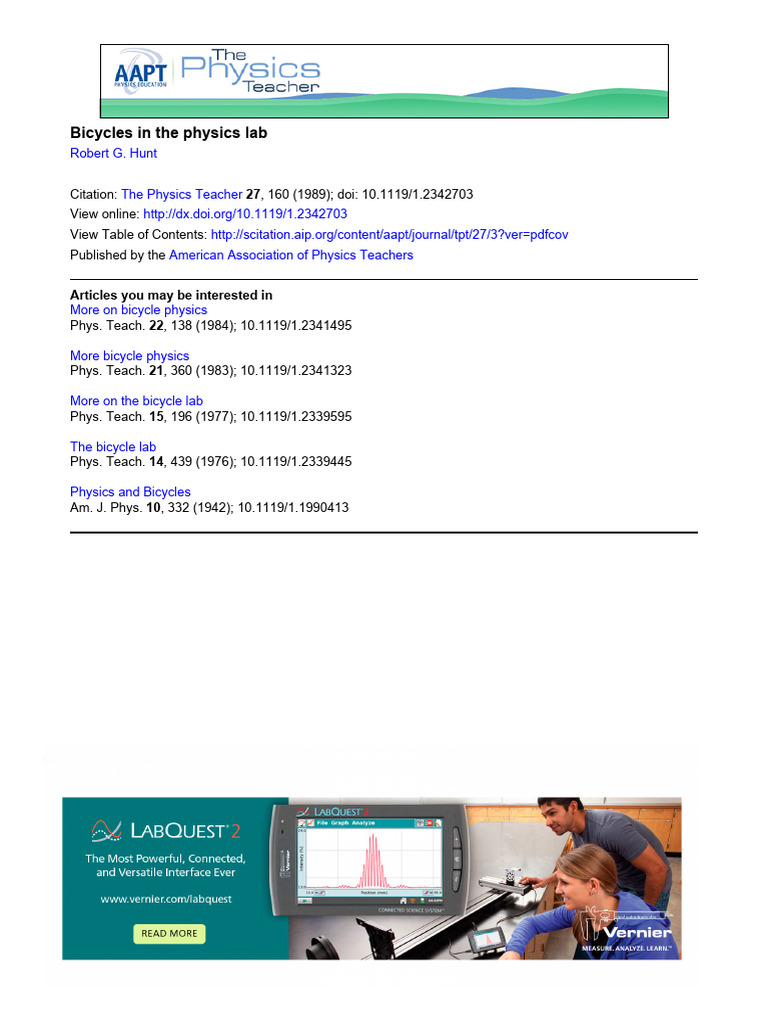 Physics of Bicycles in Education | PDF