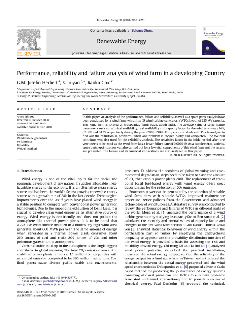 Wind Farm Performance Analysis in India | PDF | Wind Power ...