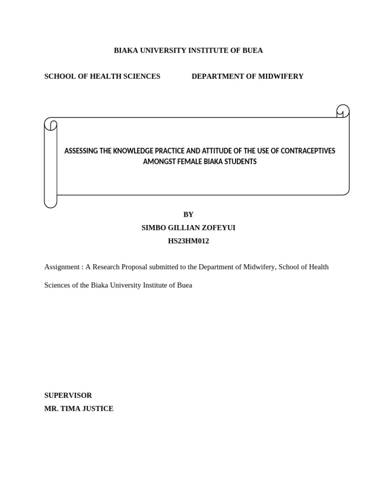 Contraceptive Knowledge Among Biaka Students | PDF | Birth Control ...