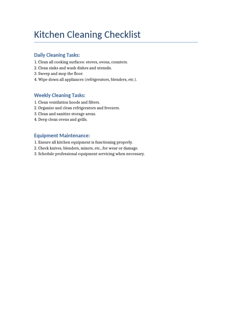 Cleaning Checklist | PDF
