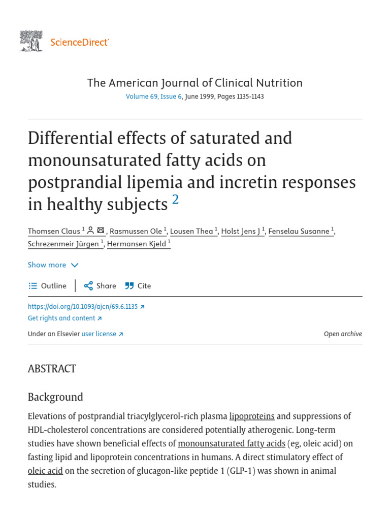 Differential Effects of Saturated and Monounsaturated Fatty Acids On ...