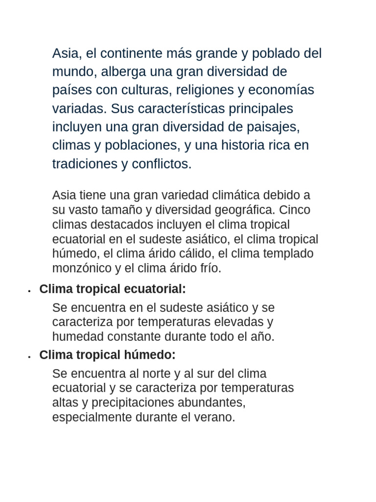 Diversidad Climática en Asia | PDF