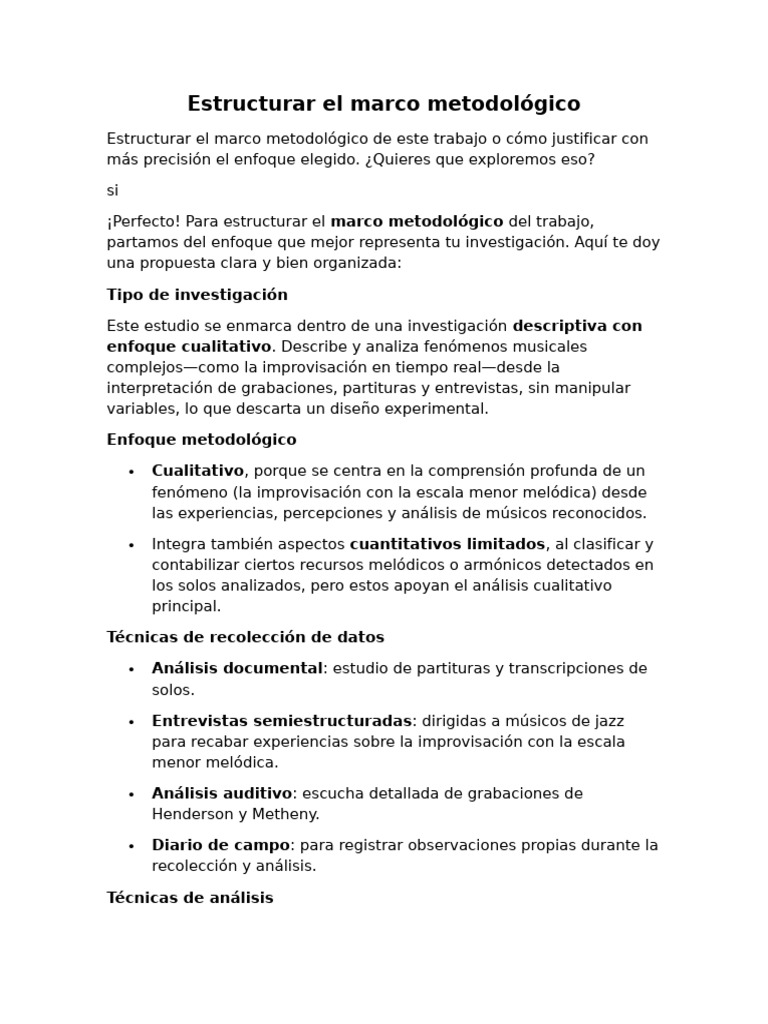 Estructurar El Marco Metodológico | PDF | Improvisación | Jazz