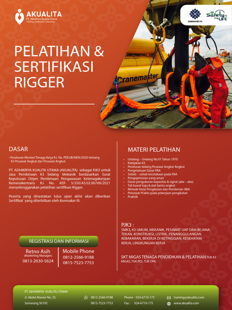Pelatihan Sertifikasi Rigger K3 2024 | PDF