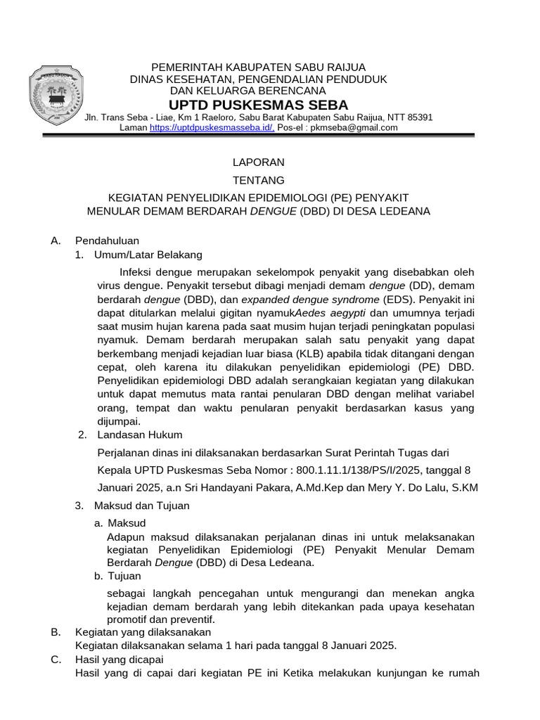 Penyelidikan Epidemiologi DBD di Ledeana | PDF