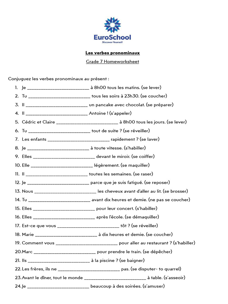 Exercices sur les verbes pronominaux | PDF | Échecs | Théorie (échecs)