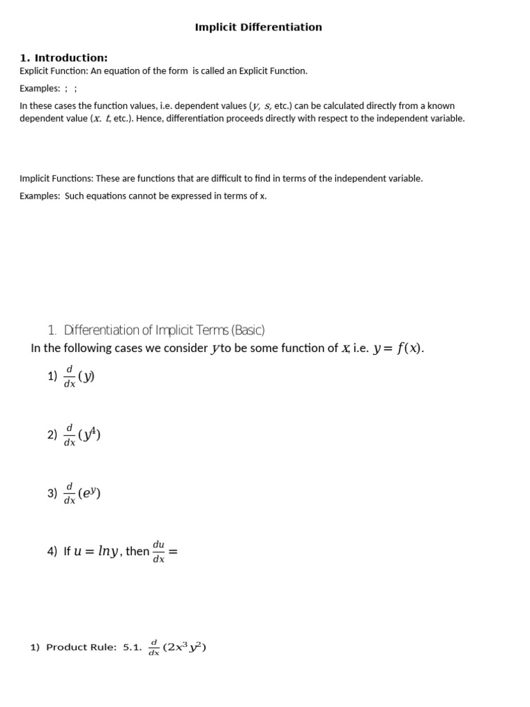 Differentiation 2 - Implicit | PDF