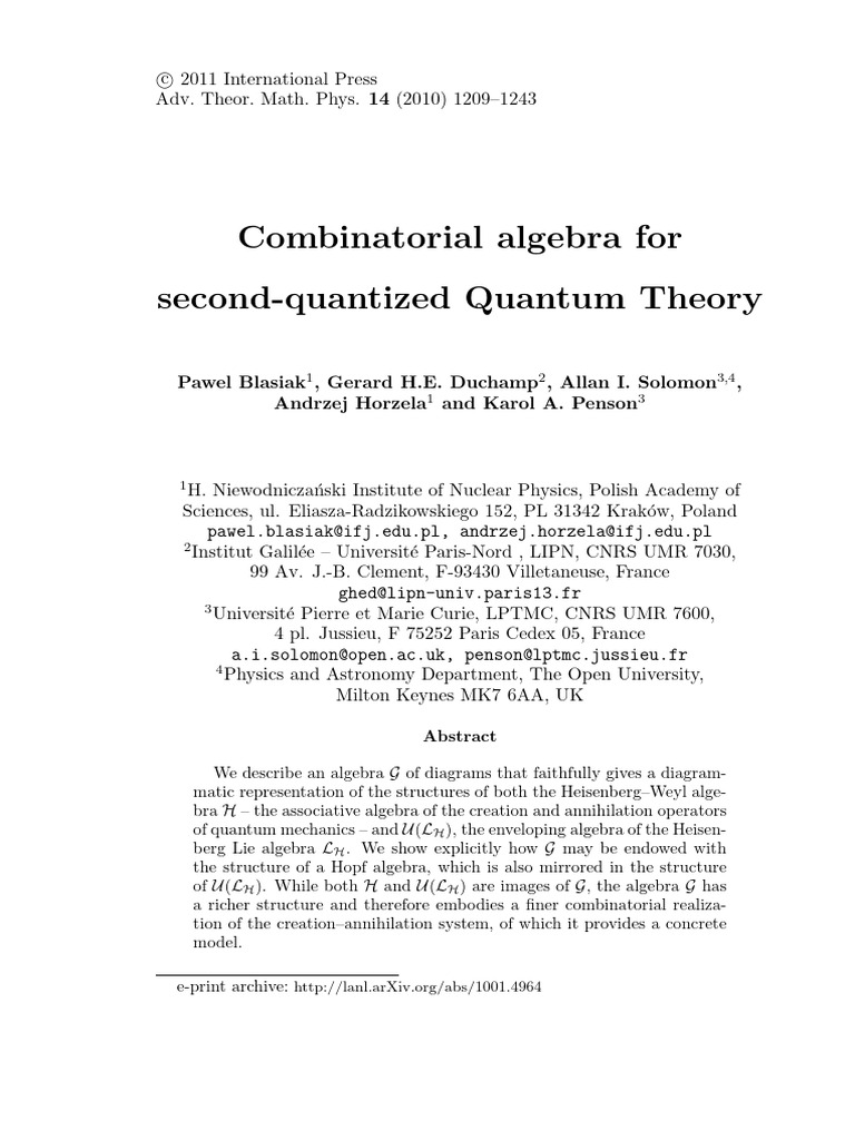 Adv. Theor. Math. Phys., Blasiak Et Al | PDF | Basis (Linear Algebra ...