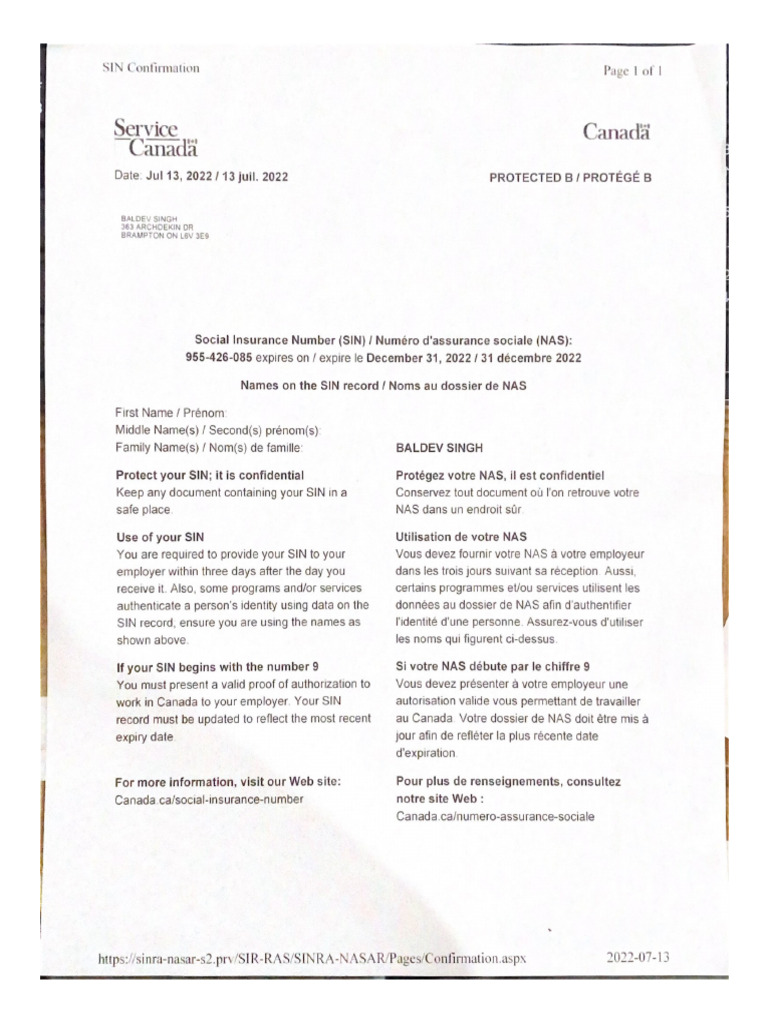 APPLY UPDATE OR OBTAIN A SIN CONFIRMATION visual data 2