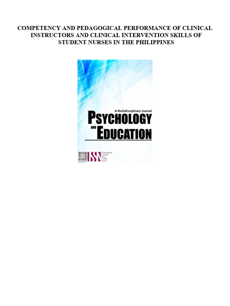 Competency and Pedagogical Performance of Clinical Instructors and ...