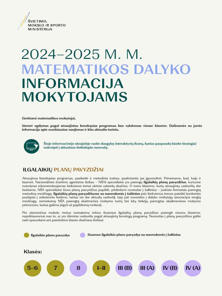2024 2025 Informacija Matematikos Dalyko Mokytojams 1 | PDF