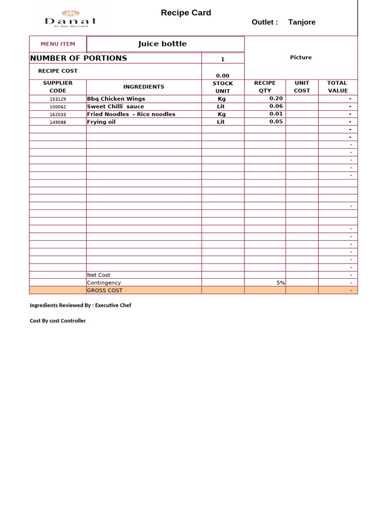 Tanjore Juice Bottle Recipe Card | PDF | Western Cuisine | Food And ...