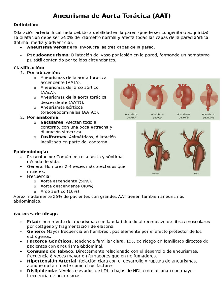 Aneurisma de Aorta Torácica: Guía Completa | PDF | Aorta ...