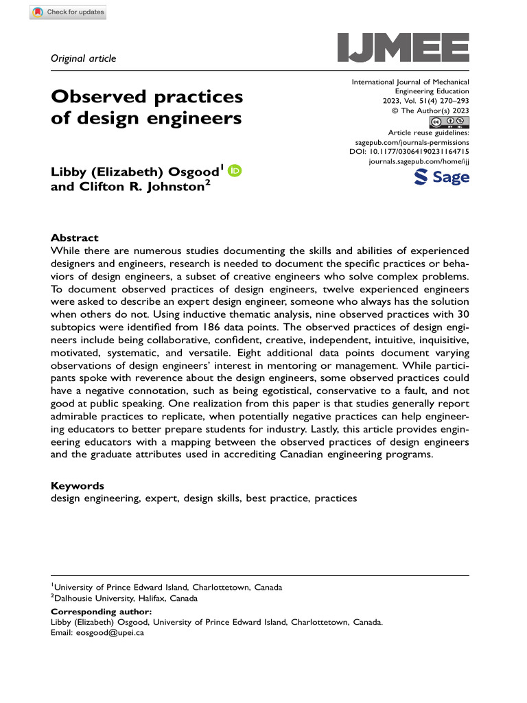 Observed Practices of Design Engineers | PDF | Expert | Mind