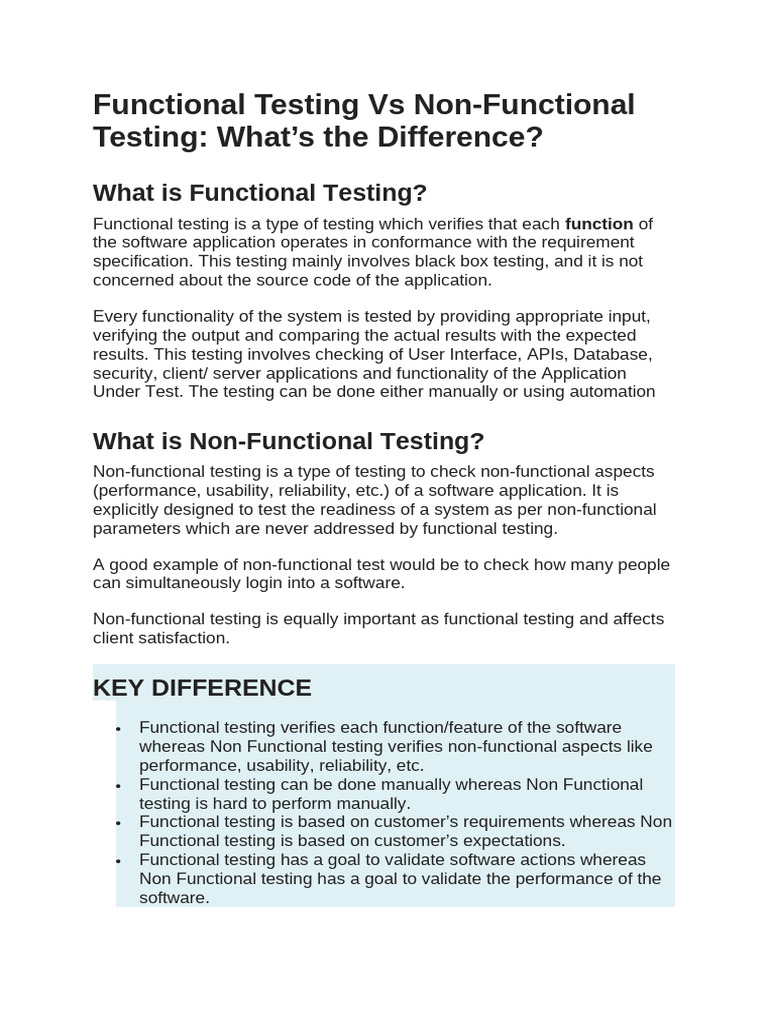 Functional and Non Functional Testing | PDF | Software Testing | Computing
