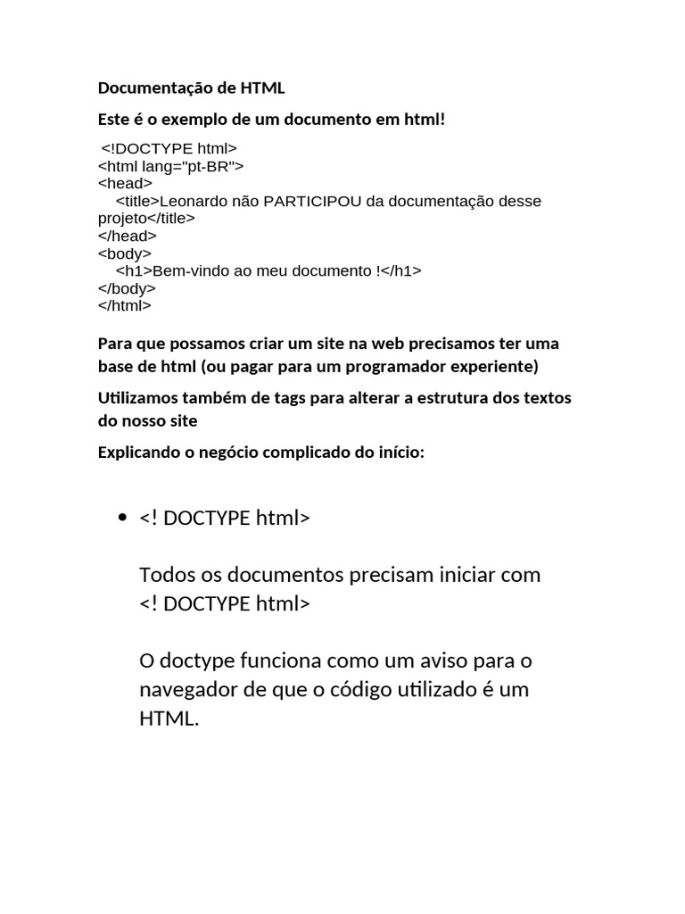 Estrutura Básica de HTML em Português | PDF | Html | Engenharia de Software