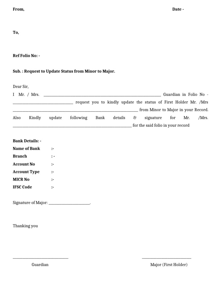 Request to Update Status From Minor to Major | PDF