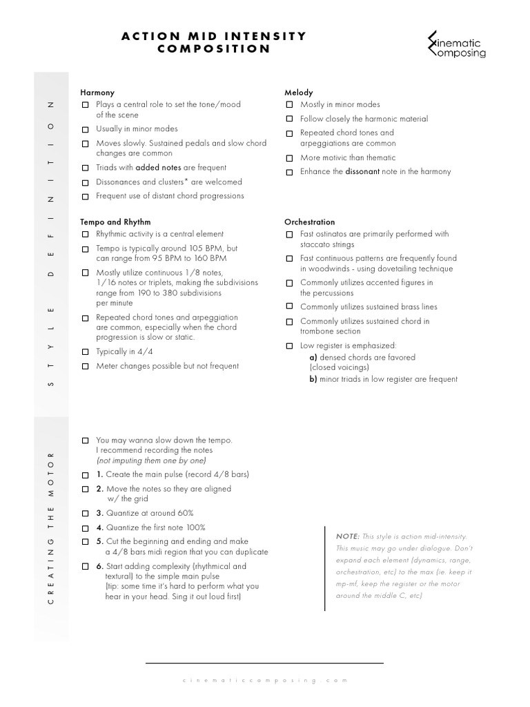 Action Mid-Intensity Composition Guide | PDF | Chord (Music) | Tempo