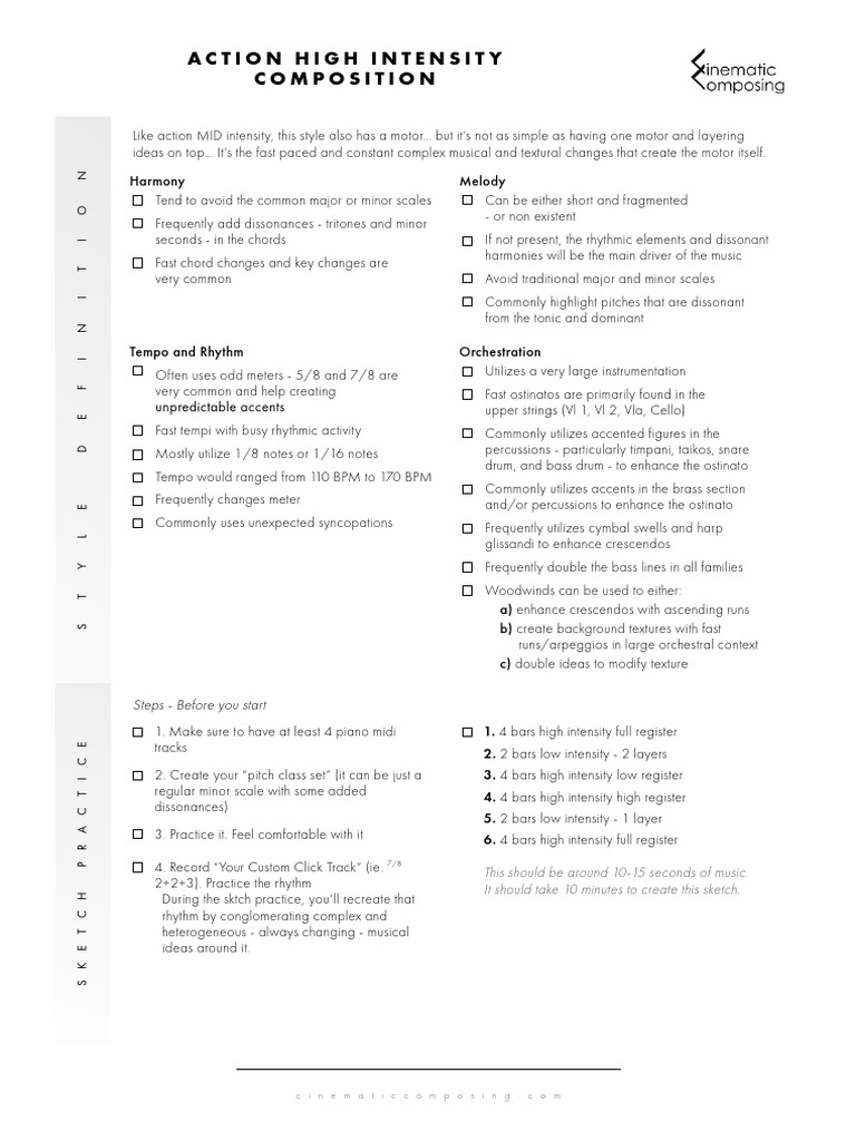 Action High Intensity Composition Guide | PDF | Harmony | Tempo