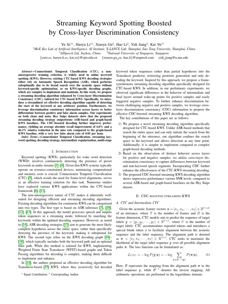 Streaming KWS Cross Layers | PDF | Speech Recognition | Signal To Noise ...
