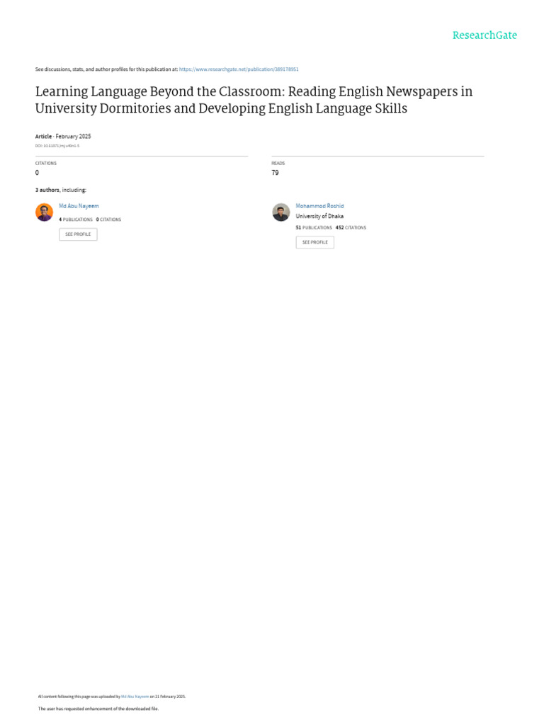 Learning Language Beyond The Classroom: Reading English Newspapers in ...