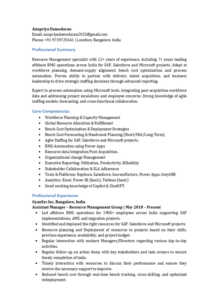 Resource Management Specialist Resume | PDF | Microsoft | Human ...