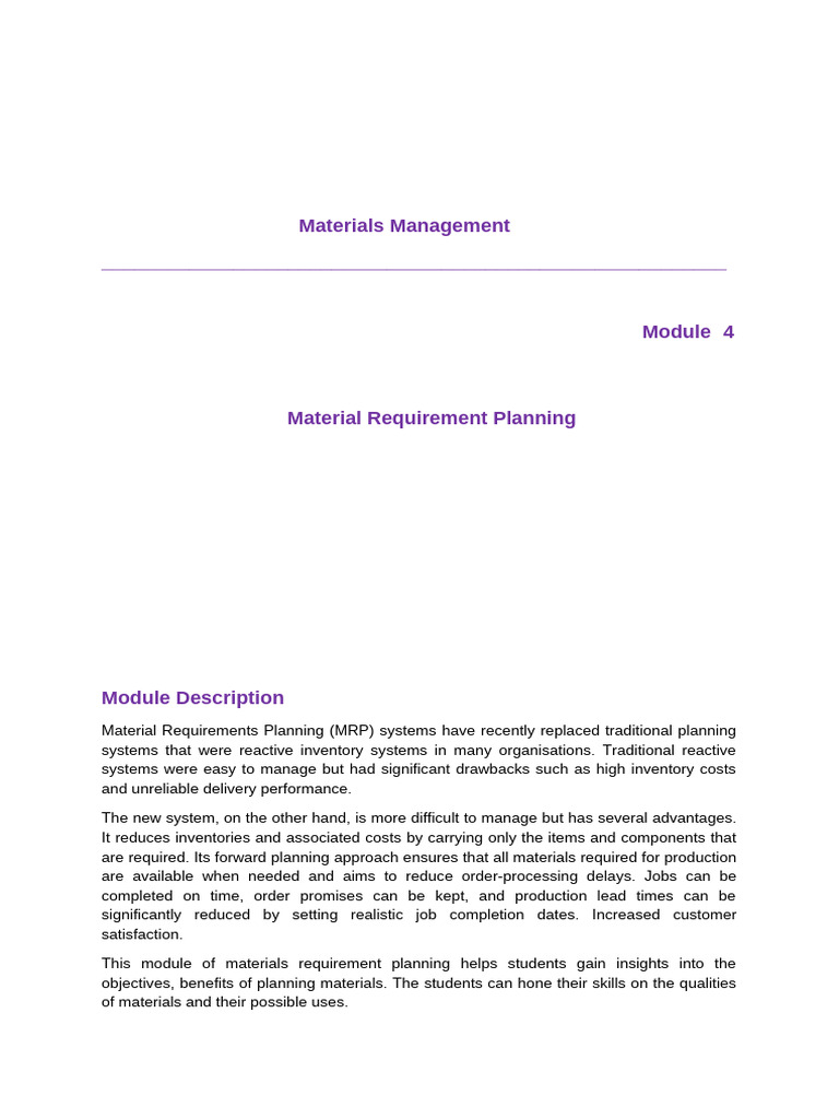 Materials Management | PDF | Inventory | Production And Manufacturing