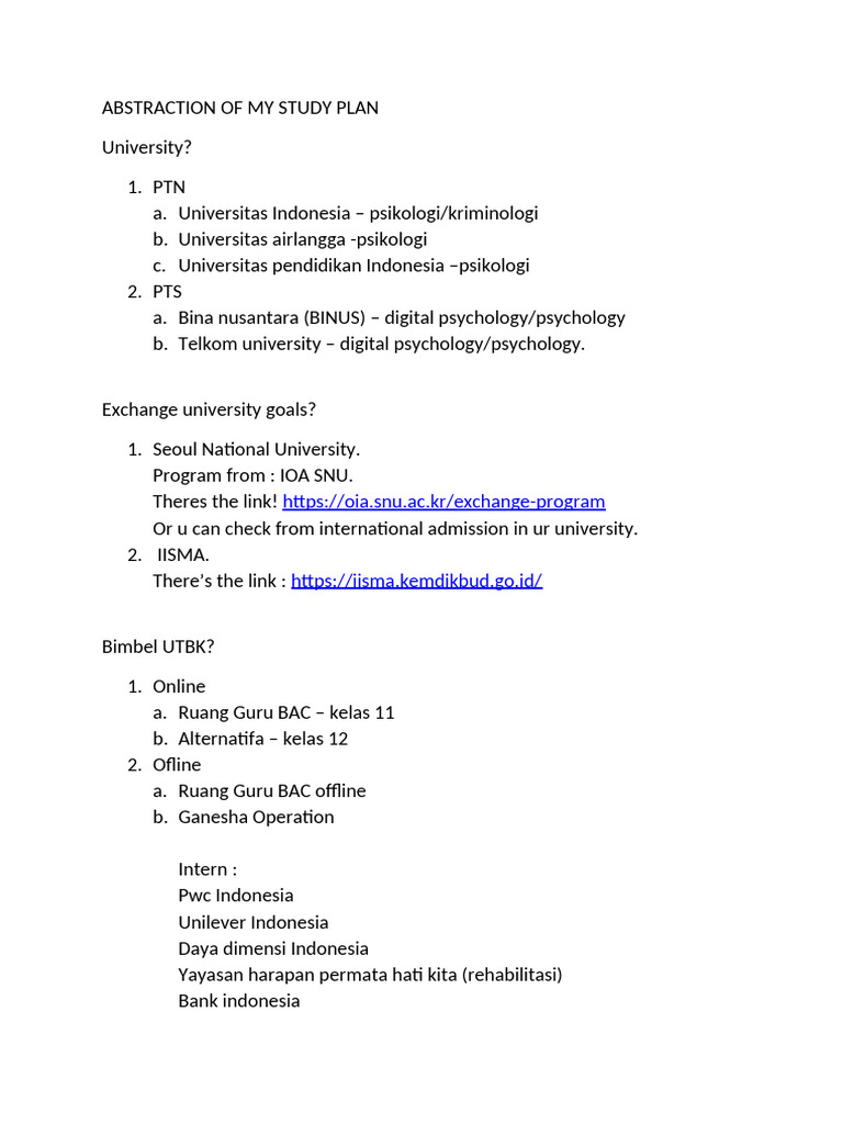 Abstraction of My Study Plan | PDF