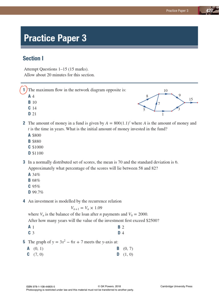 Year 12 Maths Practice Paper 3 | PDF | Interest | Standard Score
