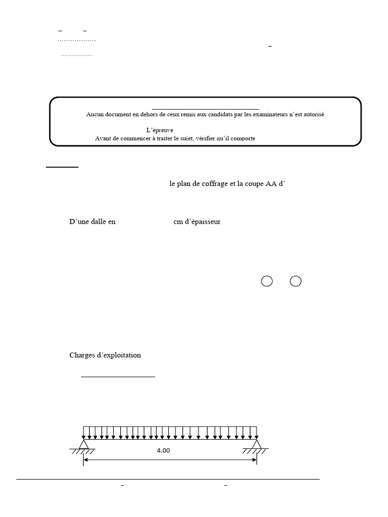 Épreuve Zéro Bac F4: Mécanique Appliquée | PDF | Béton armé | Flexion ...