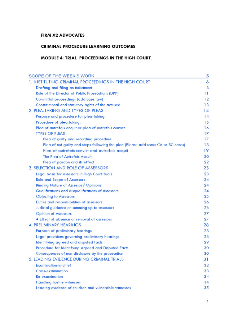 High Court Criminal Trial Procedures Guide | PDF | Double Jeopardy | Plea