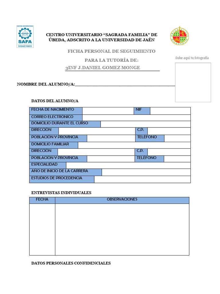 (Template) Ficha Alumnado Tutoría GENERAL | PDF
