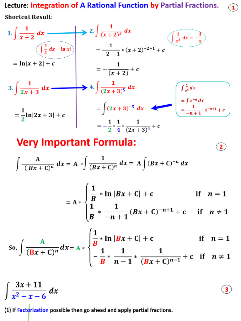 Lecture 5 On 7.5 Integrating Rational Functions by Partial Fractions ...