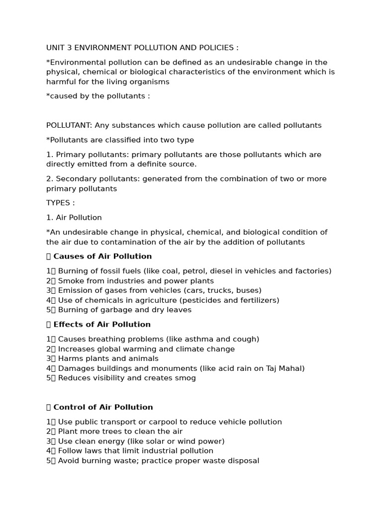 Environmental Pollution and Control Policies | PDF | Nuclear And ...