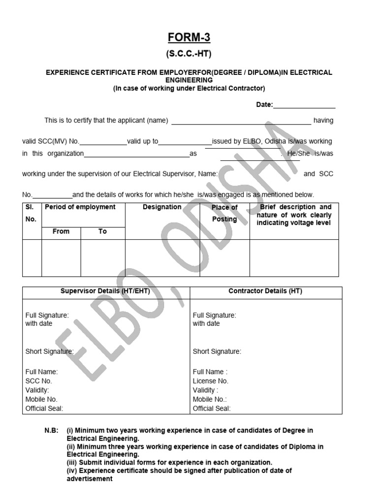 Experience Certificate for Electrical Engineers | PDF | Electricity ...