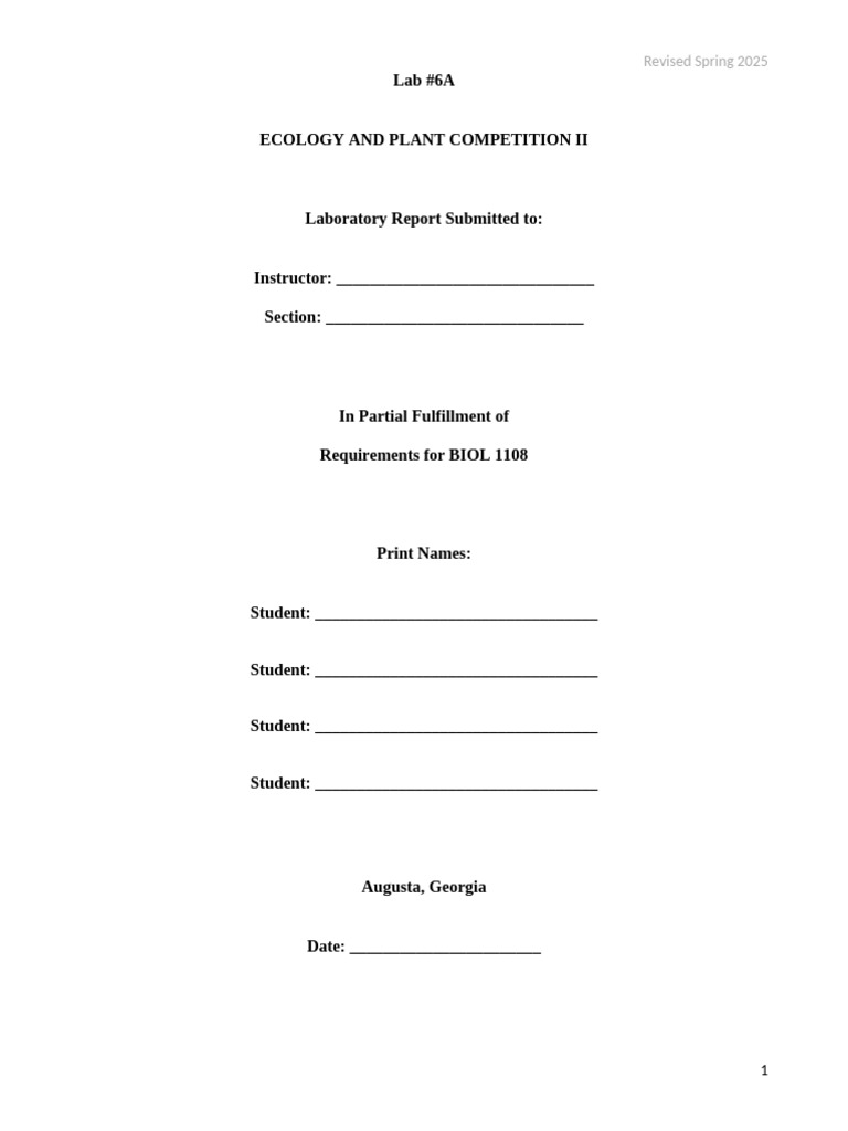 Plant Competition Lab Report for BIOL 1108 | PDF | Seed | Experiment