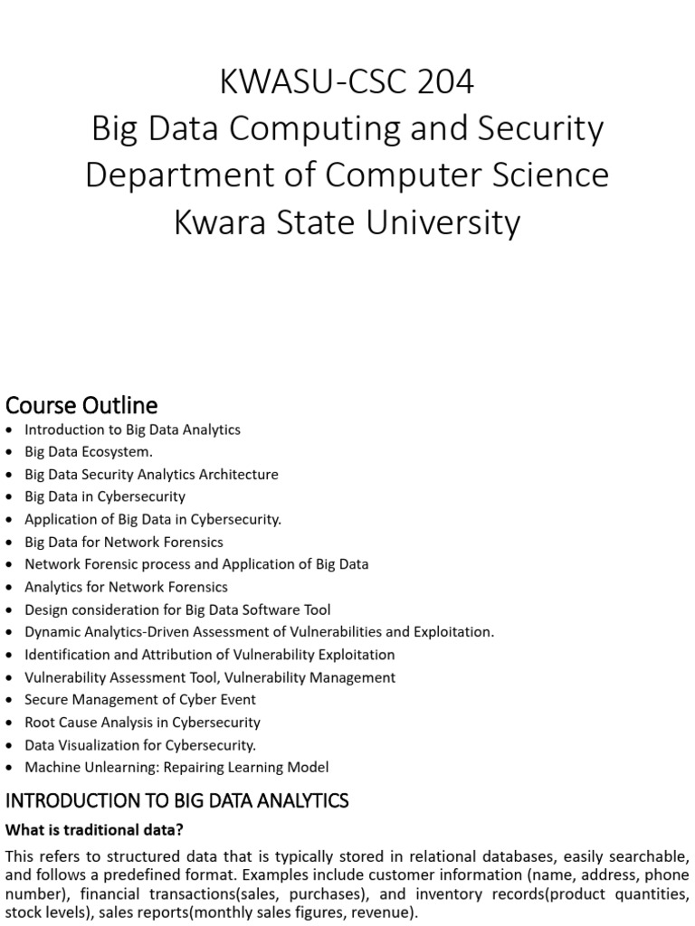 Big Data in Cybersecurity at KWASU | PDF | Analytics | Big Data