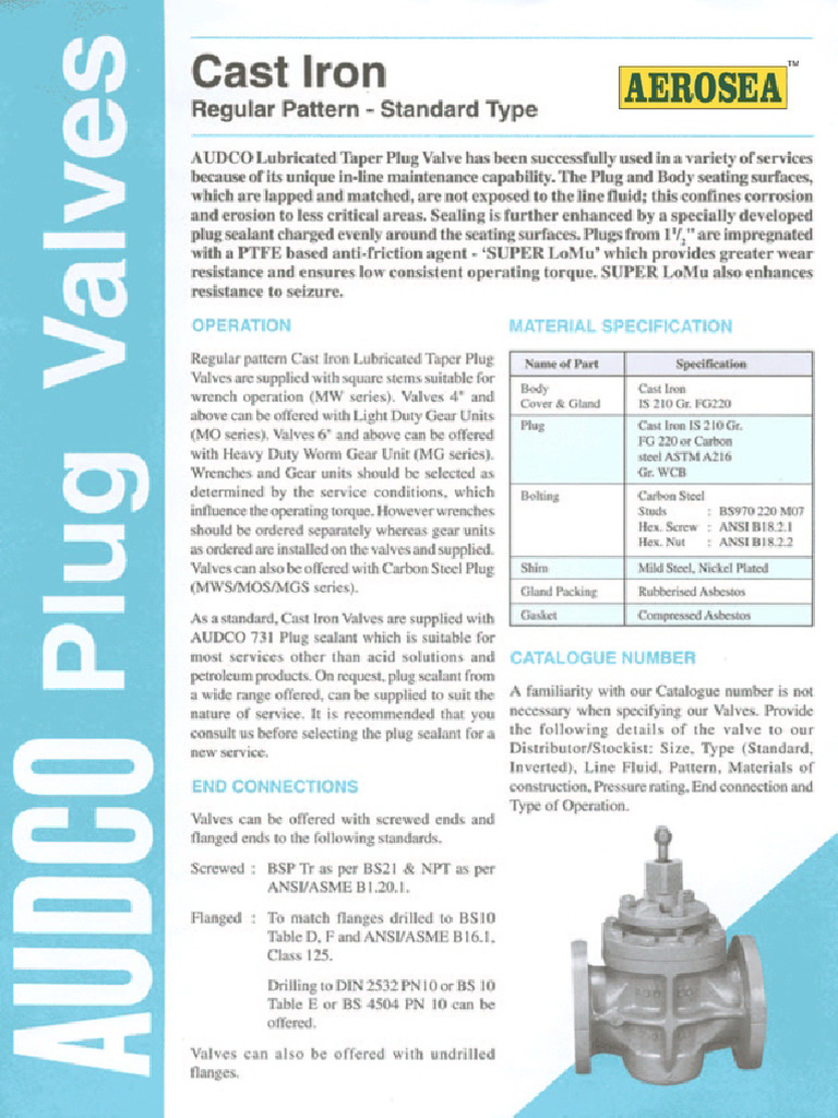 Audco Plug Valve | PDF