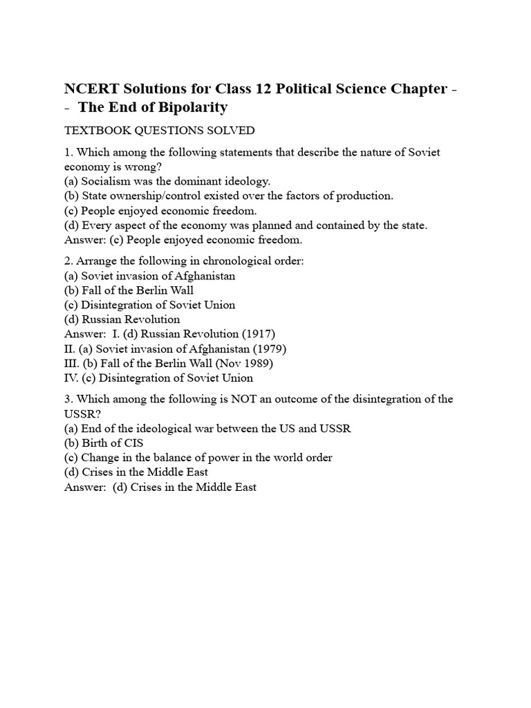 12 CH I The End of Bipolarity | PDF | Soviet Union | World Politics