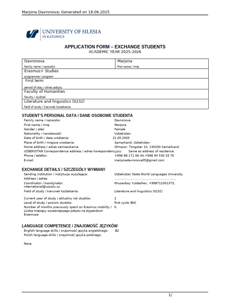 Application Form | PDF