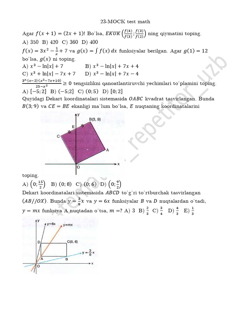 23-MOCK Test Math | PDF