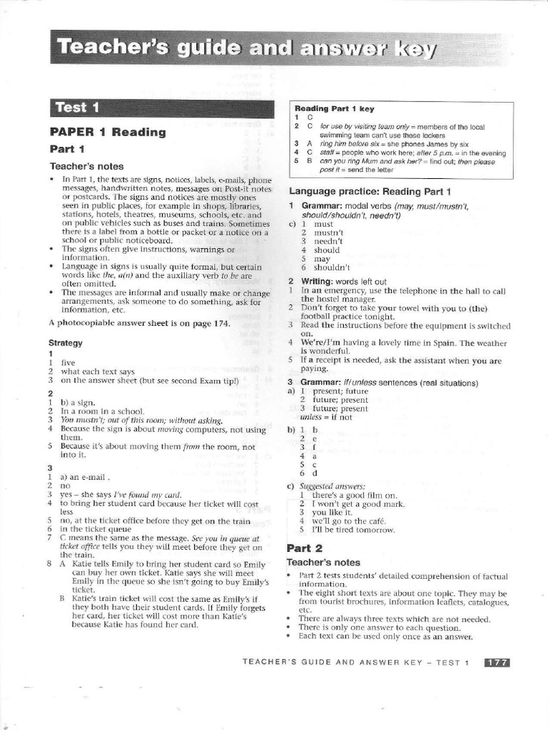B1 - PET Practice Tests Plus KEY - Compressed | PDF