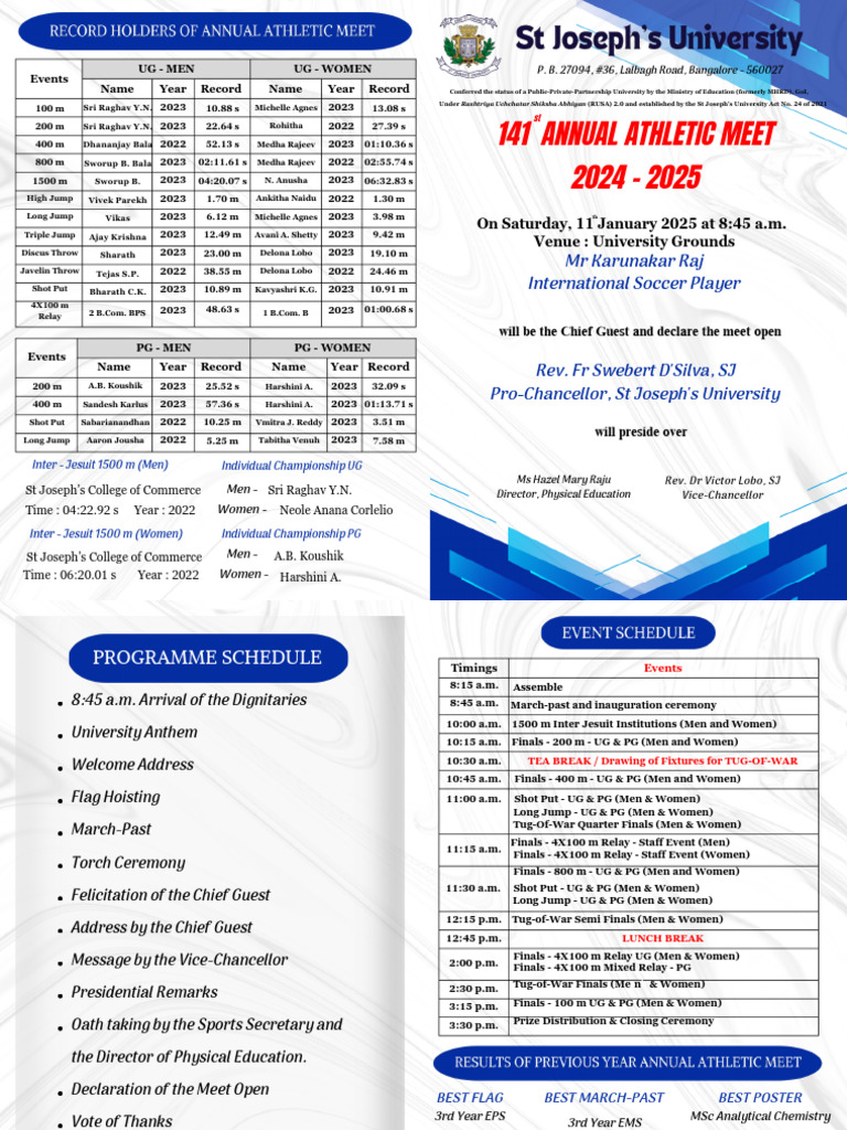 141st Annual Athletic Meet Schedule | PDF | Sport Of Athletics | Track ...